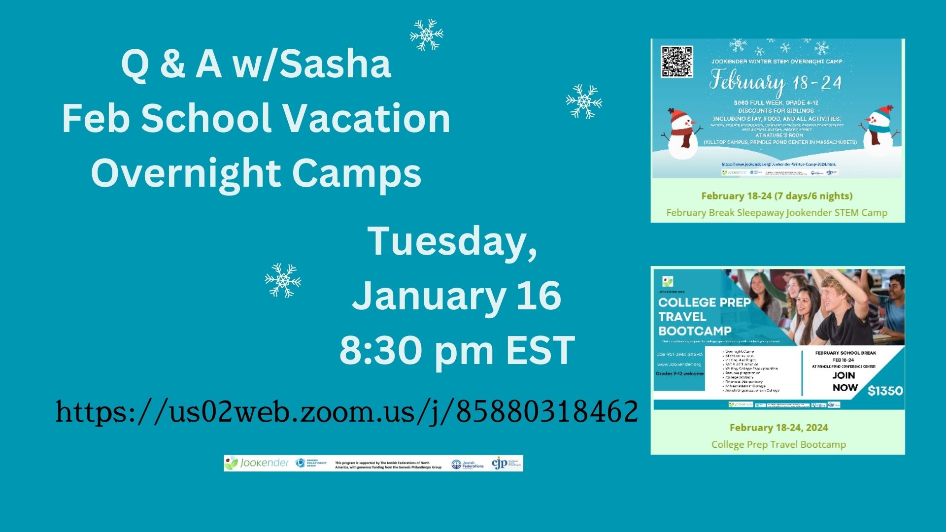 Q & A w/Sasha Feb School Vacation Overnight Camps