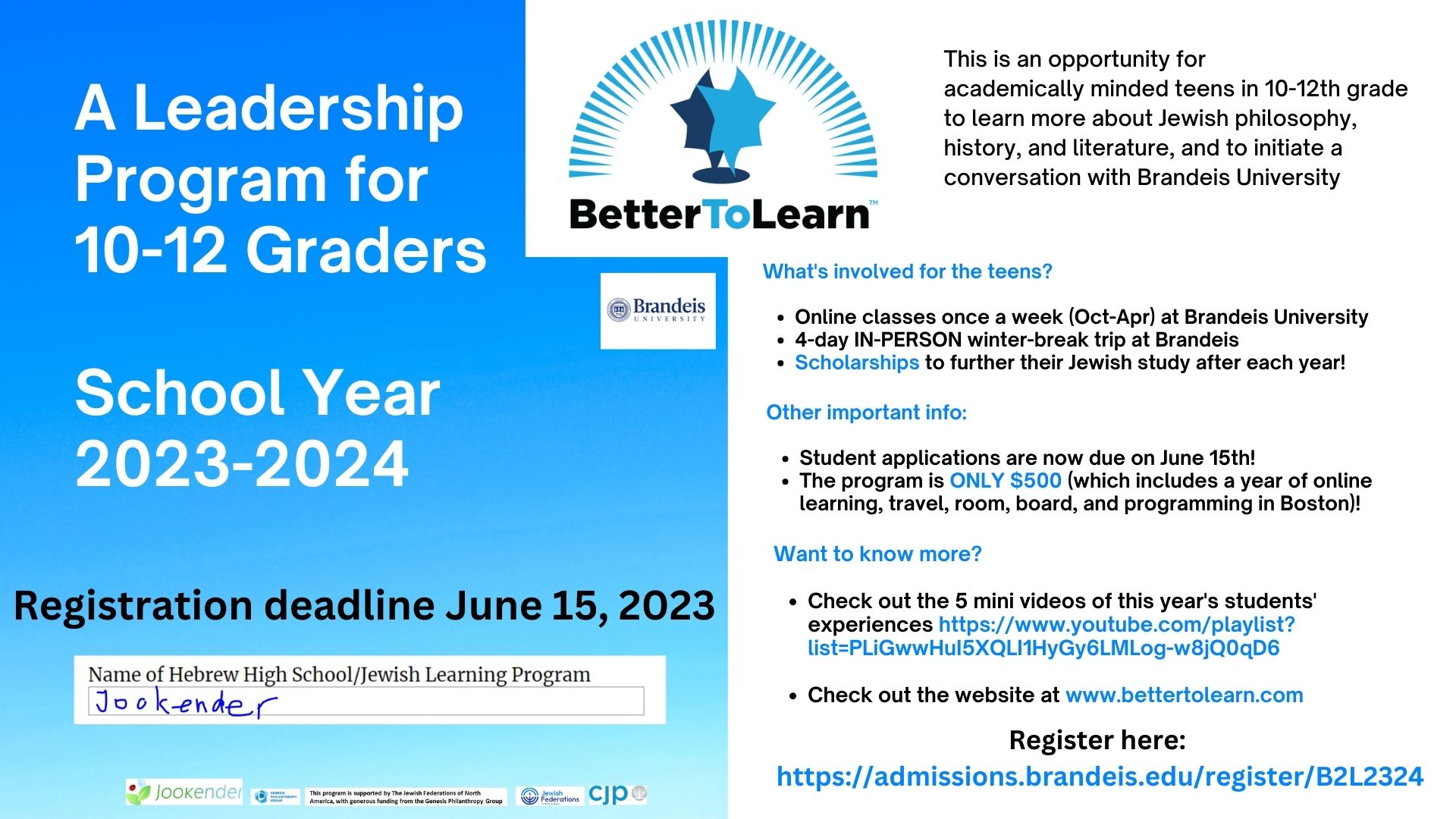 A Leadership Program for 10-12 Graders
