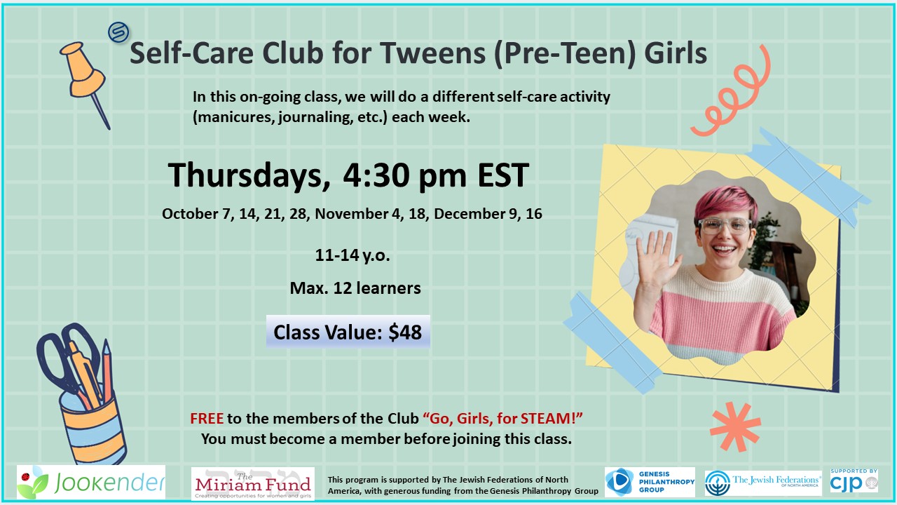 Self-Care Club for Tweens (Pre-Teen) Girls