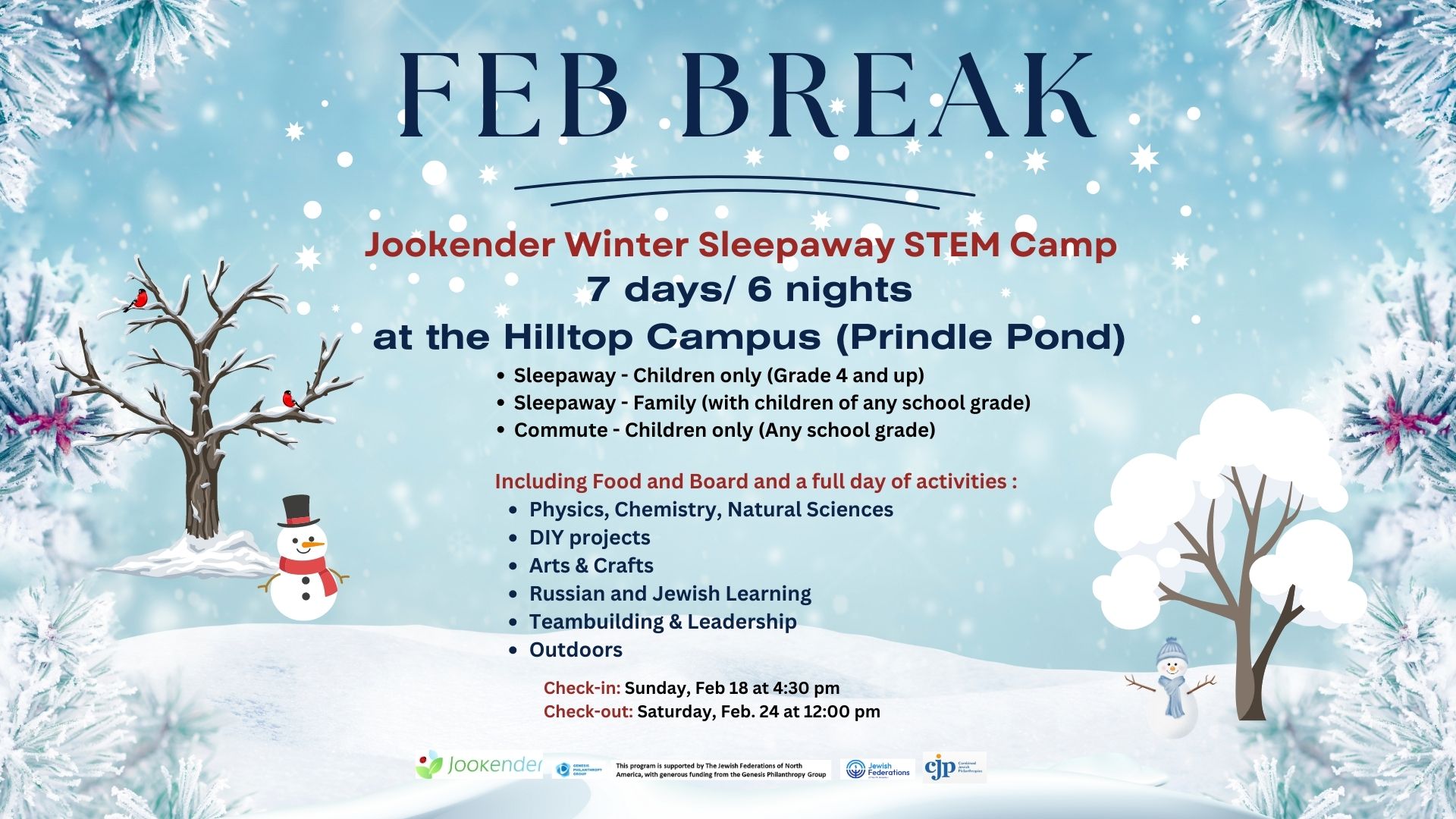 February Break Sleepaway Jookender STEM Camp