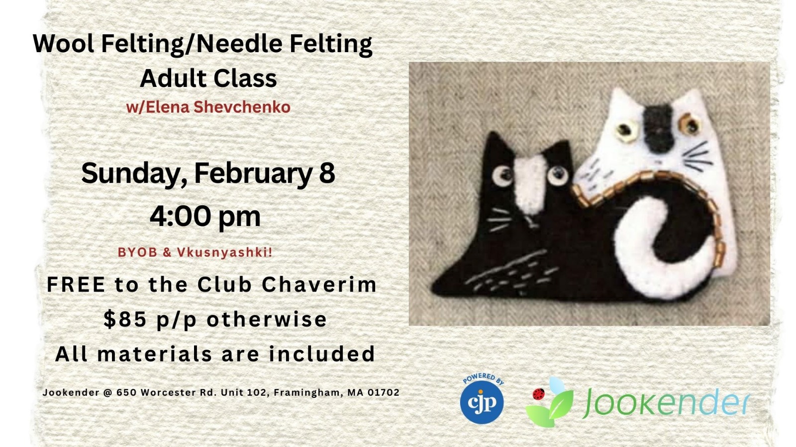 Wool Felting/Needle Felting Adult Class